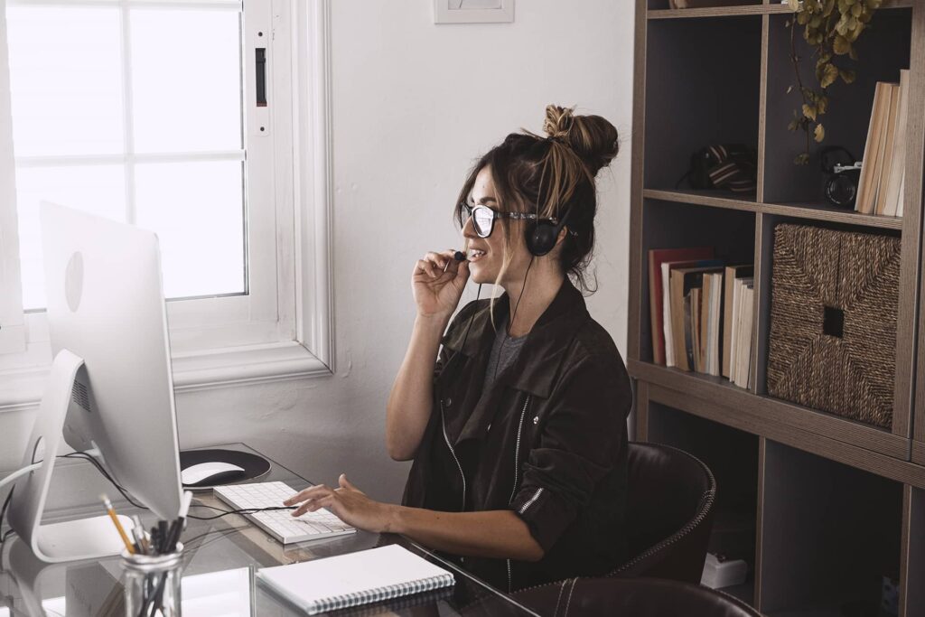 Young woman working from home